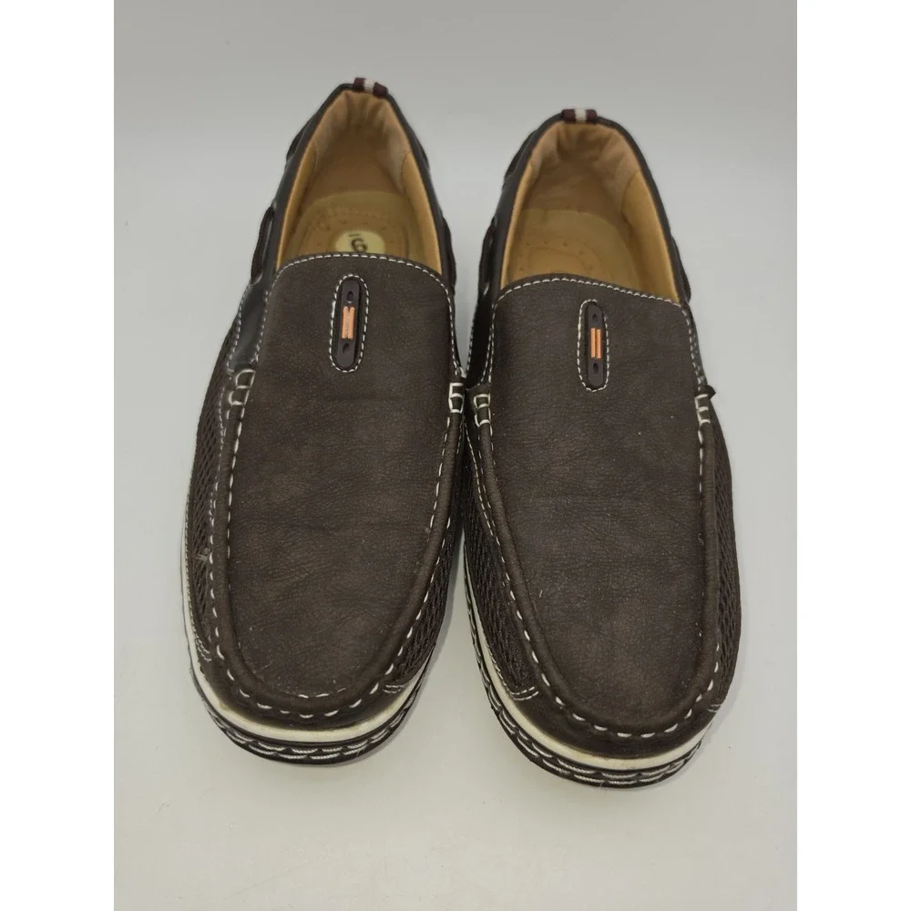 Brixton Dacio Men's Faux Leather Slip-On Boat Loafers in Dark Brown Size 9